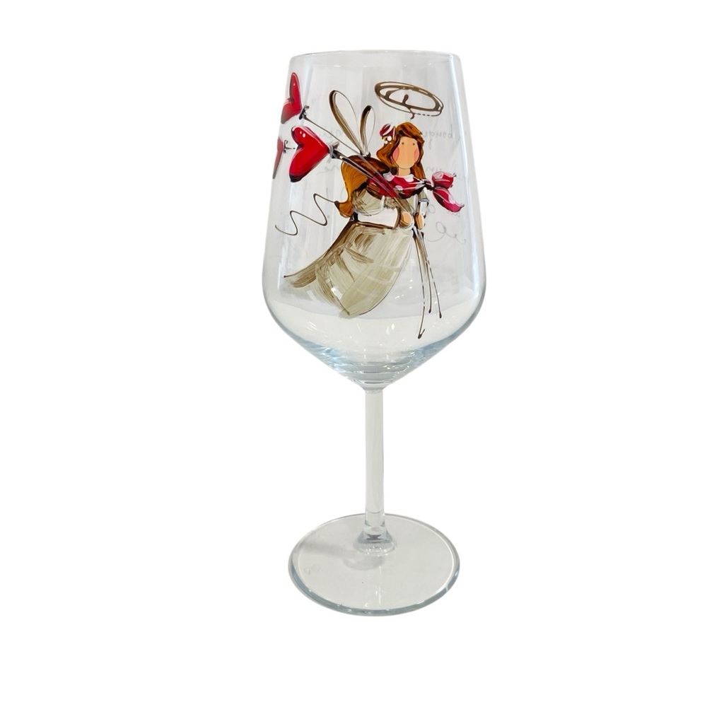 Hand Painted Angel Glass “Un bouquet de bonheur pour une personne au grand cœur”
